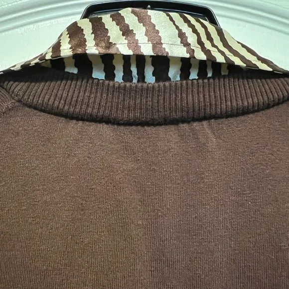 The Limited-Brown V-neck Sweater with built in zebra striped blouse-casual-Md - Picture 2 of 9